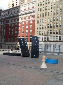 Game pieces at Municipal Services Building